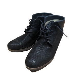 Wolky Womens Glitzy Lace Up Comfort Booties Size EU 42/US 10 Black Chunky Heel